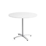 Union & Scale™ Workplace2.0™ 36" Round White Seated Height Table Silver Base