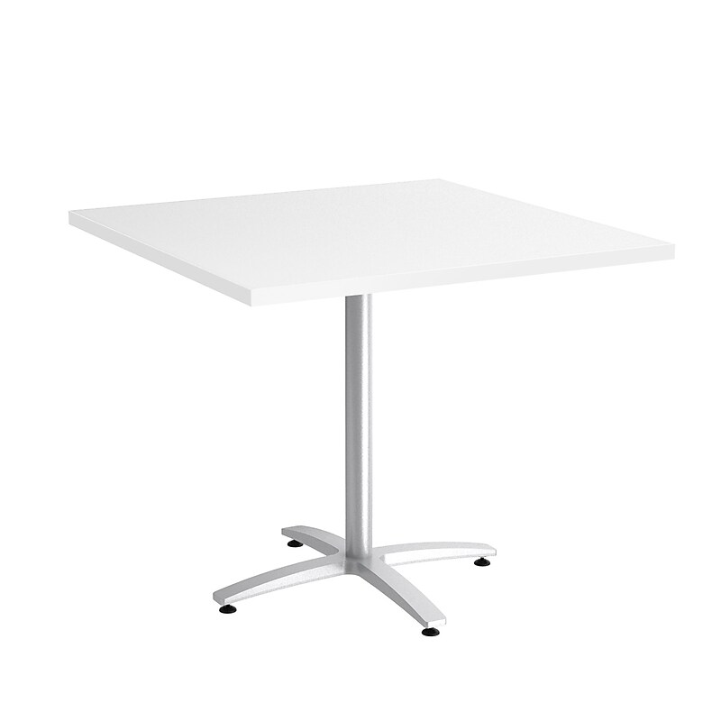 Union & Scale™  36" Square White Seated Height Table Silver Base image 1
