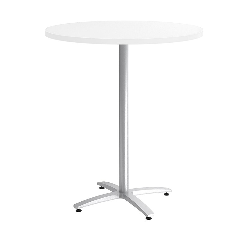 Workplace2.0™ 36" Round White Bistro Height Table Silver Base image 1