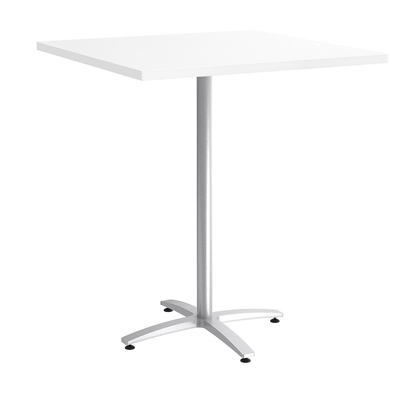 Union & Scale™ 36" Square White Bistro Height Table Silver Base image 1