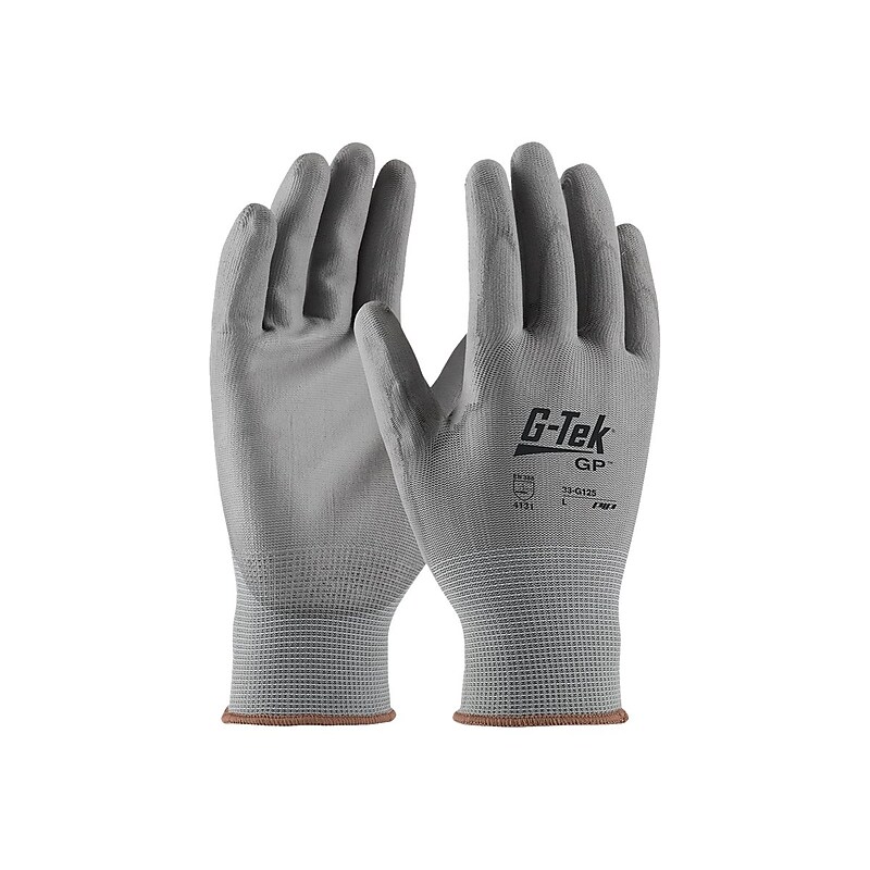G-Tek 33-G125 Polyurethane Coated Nylon Gloves, Small, 13 Gauge, Gray, 12 Pairs (33-G125/S) image 1