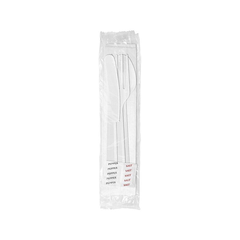 Berkley Square Individually Wrapped Plastic Assorted Cutlery Set, Medium-Weight, White, 250/Carton (1181239) image 1