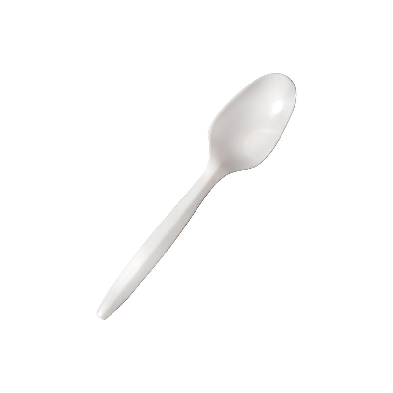 Berkley Square Plastic Teaspoons, Medium-Weight, White, 1000/Carton (1013000) image 1