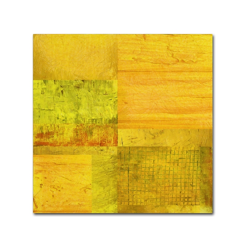 Trademark Fine Art Michelle Calkins 'Essence of Yellow' 14" x 14" Canvas Stretched (190836071661) image 1