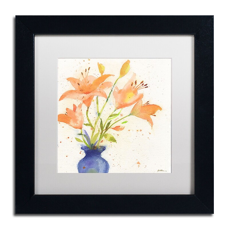 Trademark Fine Art Sheila Golden 'Tiger Lily Bouquet' 11" x 11" Matted Framed (190836240265) image 1