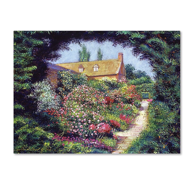 Trademark Fine Art David Lloyd Glover 'English Garden Stroll' 14" x 19" Canvas Stretched (190836227662) image 1