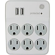 General Electric 36735 6 Outlet Surge-Protector Wall Tap with 2 USB Ports