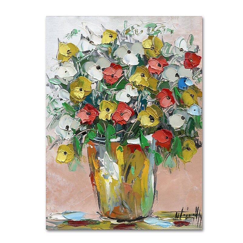 Trademark Fine Art Hai Odelia 'Spring Flowers in a Vase 6' 12" x 19" Canvas Stretched (190836068104) image 1