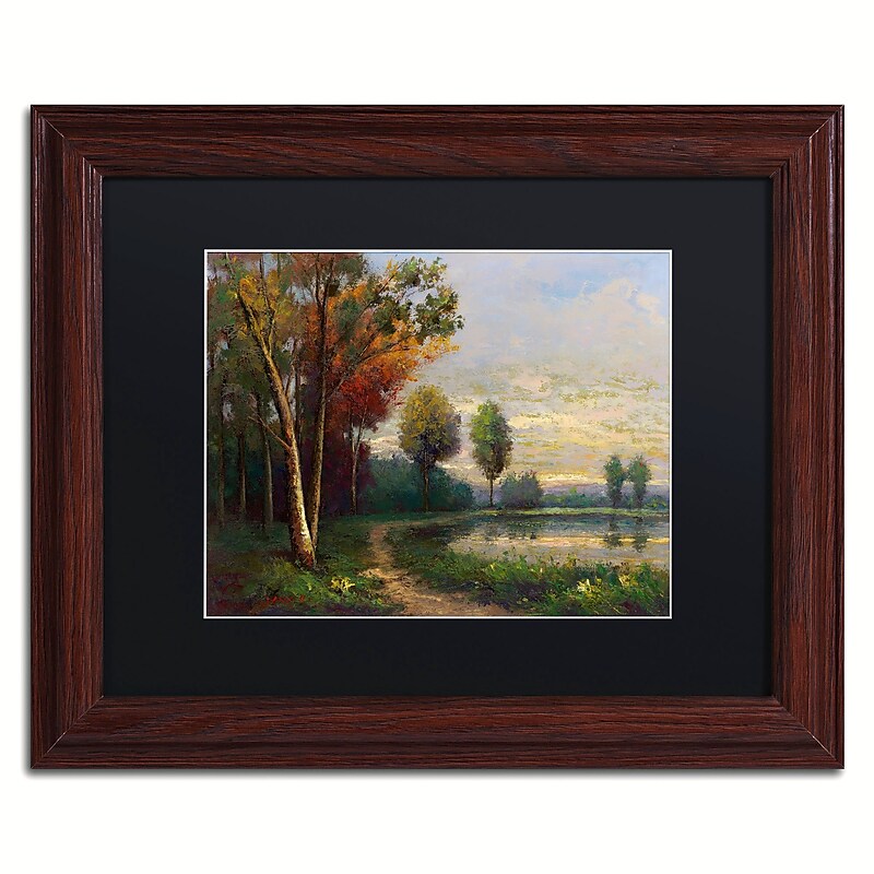 Trademark Fine Art Daniel Moises 'Landscape with a Lake' 11" x 14" Matted Framed (190836190102) image 1