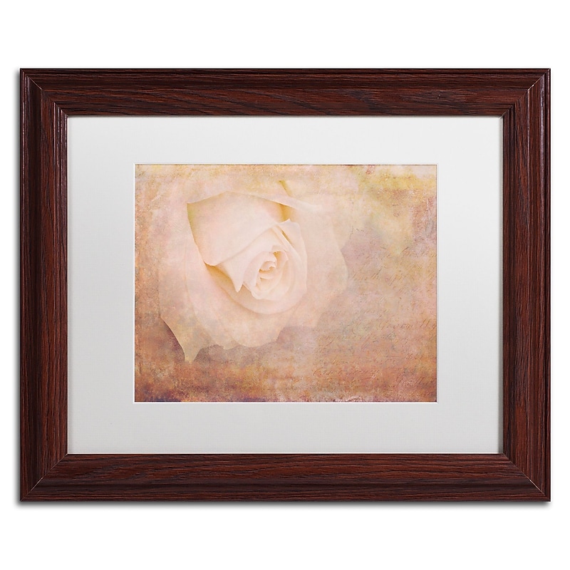 Trademark Fine Art Cora Niele 'Vintage Rose Card' 11" x 14" Matted Framed (190836252985) image 1