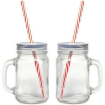 Starfrit Mason Jar Mugs, 2 pk with straws (080049-006-0000