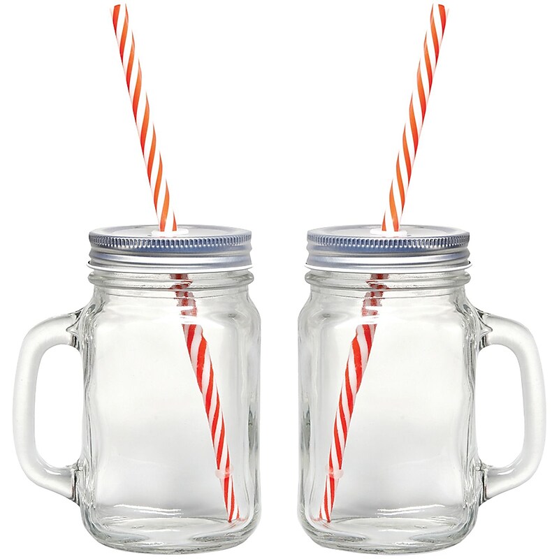 Starfrit Mason Jar Mugs, 2 pk with straws (080049-006-0000 image 1