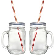 Starfrit Mason Jar Mugs, 2 pk with straws (080049-006-0000