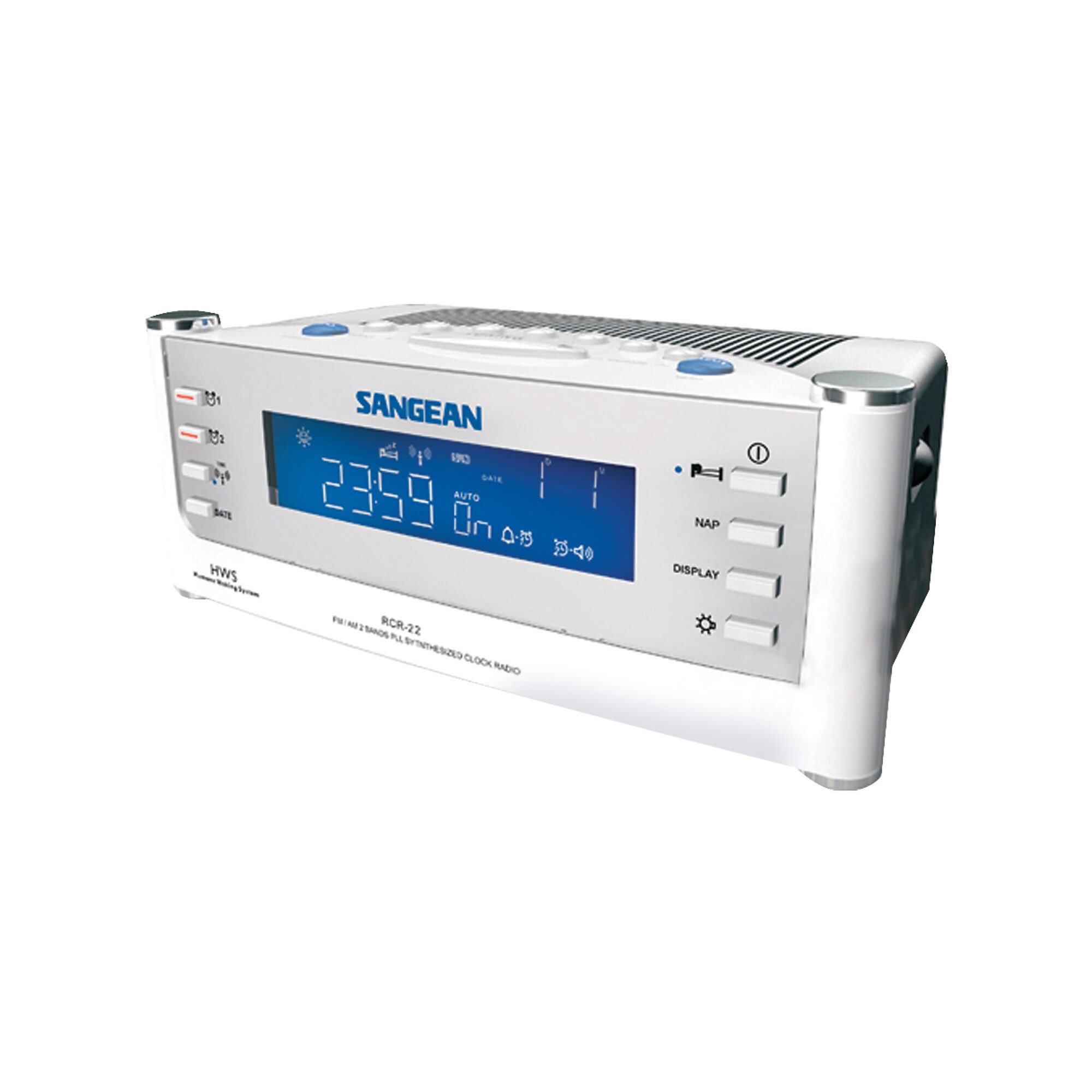 Sangean AM/FM Atomic Clock Radio with LCD Display, White (RCR22) Simolary simolary.com