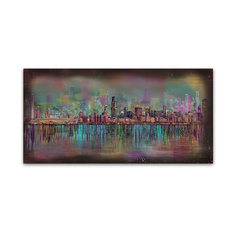 Trademark Fine Art Ellicia Amando 'Chicago' 12" x 24" Canvas Stretched (190836278510) image 1