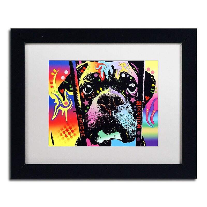 Trademark Fine Art Dean Russo 'Choose Adoption Boxer' 11" x 14" Matted Framed (190836152599) image 1