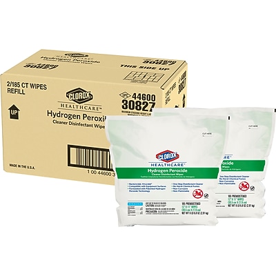 clorox® healthcare® hydrogen peroxide disinfecting wipes  12  x 11   pack of 185, 2 count in box