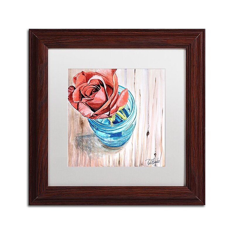 Trademark Fine Art Jennifer Redstreake 'Rose in Jar' 11" x 11" Matted Framed (886511945142) image 1