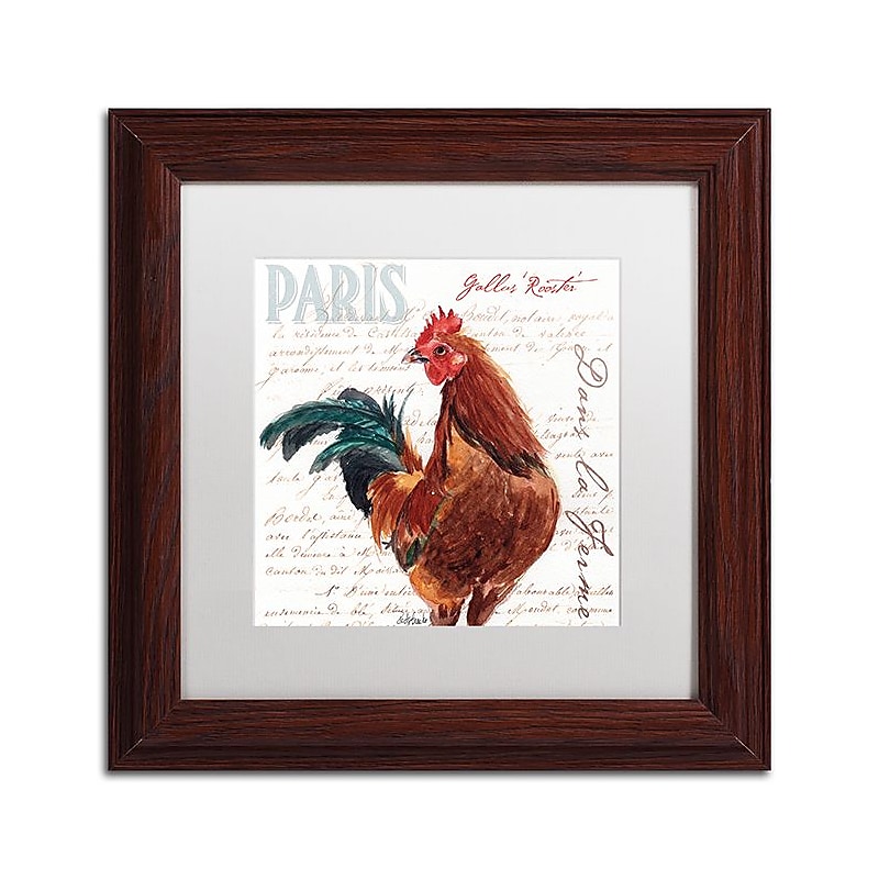 Trademark Fine Art Jennifer Redstreake 'Dans la Ferme Rooster II' 11" x 11" Matted Framed (886511943438) image 1