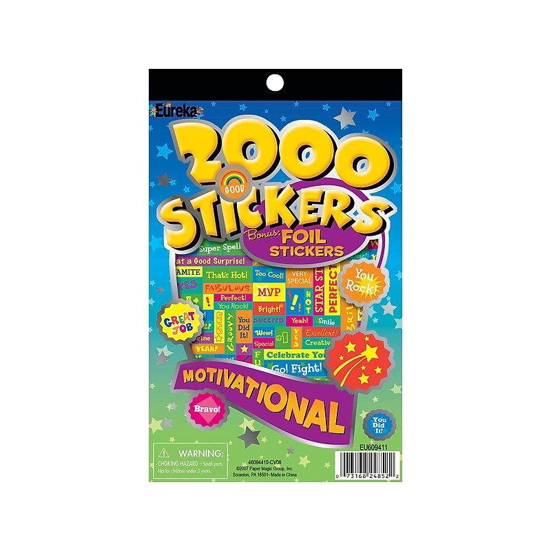 Eureka Motivational Stickers, Assorted Colors, 2000/Pack (609411) image 1
