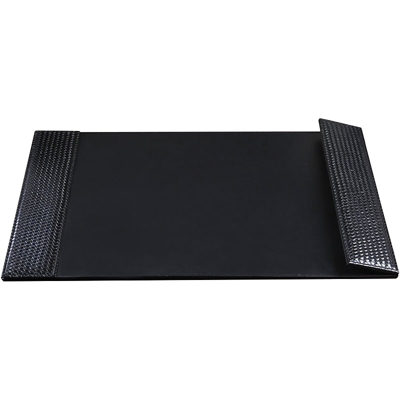 Artistic Woven Faux Leather Desk Pad with Side Rail, 19" x 24", Black (ART61026B) image 1