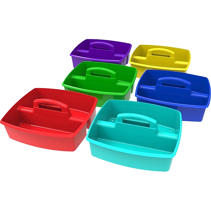 Storex 6.38" x 13" Plastic Caddies, Assorted, 6/Pack (00948E06C) image 1