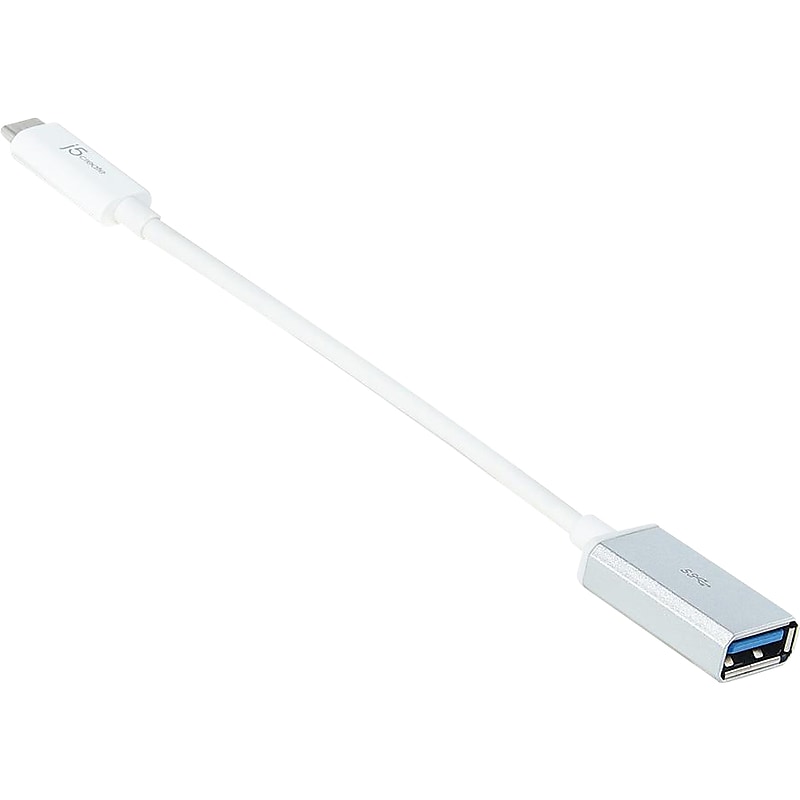 j5create USB-C to USB-A Adapter, Male to Female, White (JUCX05) image 1