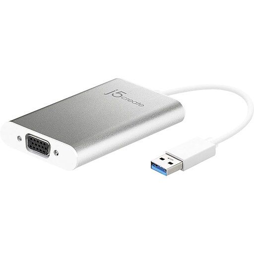 j5create USB to VGA Adapter, M/F, Silver (JUA311) Staples