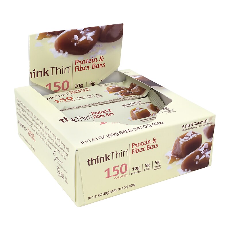 thinkThin Gluten Free Salted Caramel Protein Bar, 10 Bars/Box (307-00112) image 1