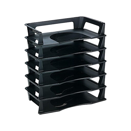 Rubbermaid Regeneration Stackable Side Loading Letter Trays Letter Size Black Plastic 6 Pack 86028