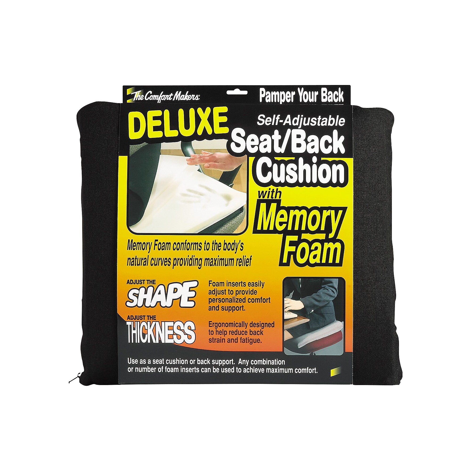 ComfortMakers Deluxe Memory Foam Chair Cushion, Black (91061) Sansujyuku sansujyuku.com