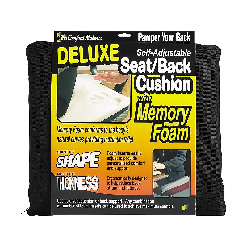 ComfortMakers Deluxe Memory Foam Chair Cushion, Black (91061) image 1