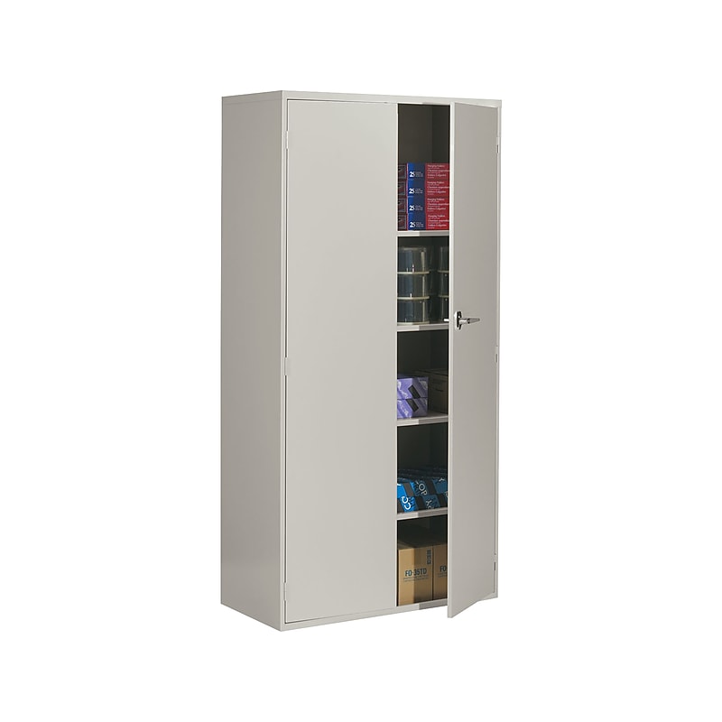 Global 9300 72" Steel Storage Cabinet with Four Shelves, Light Gray (9336-S72L-LGR) image 1