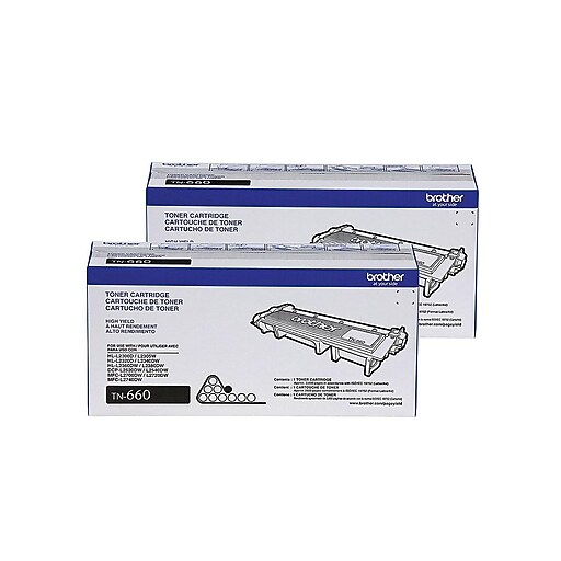Brother TN660 Black High Yield Toner Cartridge, 2/Pack (TN6602PKSTP