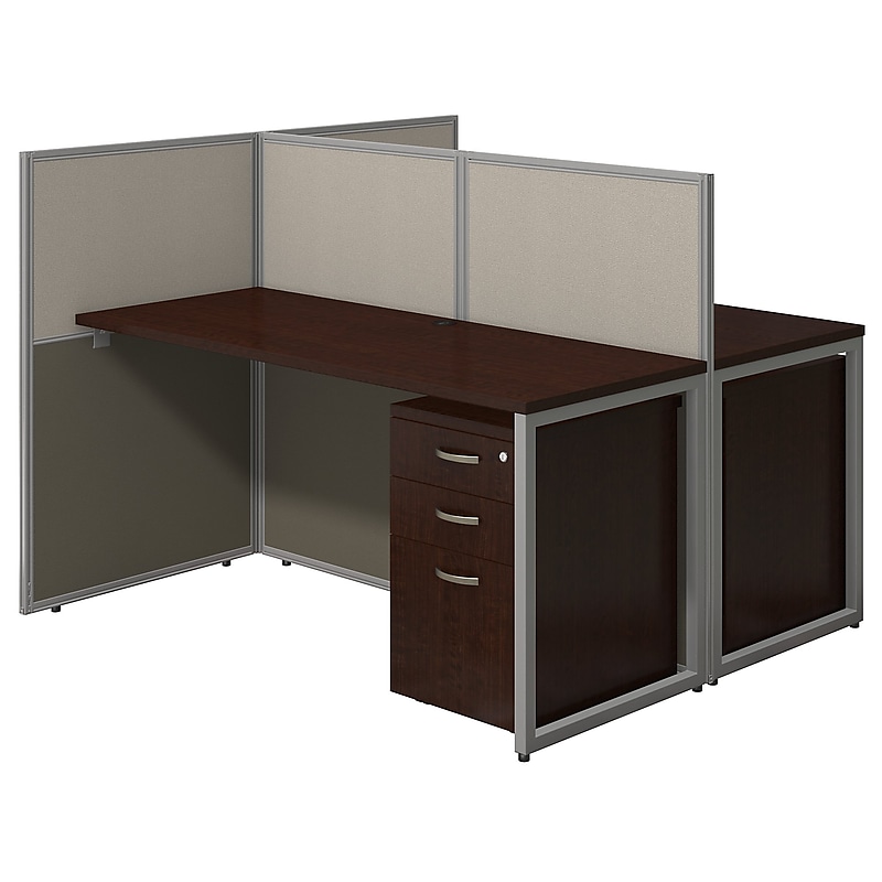 Bush Business Furniture Easy Office 45"H x 60"W 2 Person Back to Back Cubicle Workstation, Dark Wood (EOD460SMR-03K) image 1