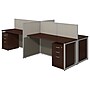 Bush Business Furniture Easy Office 45"H x 119"W 4 Person Back to Back Cubicle Workstation, Dark Wood (EOD660SMR-03K)~#|#~sp54555991_sc7