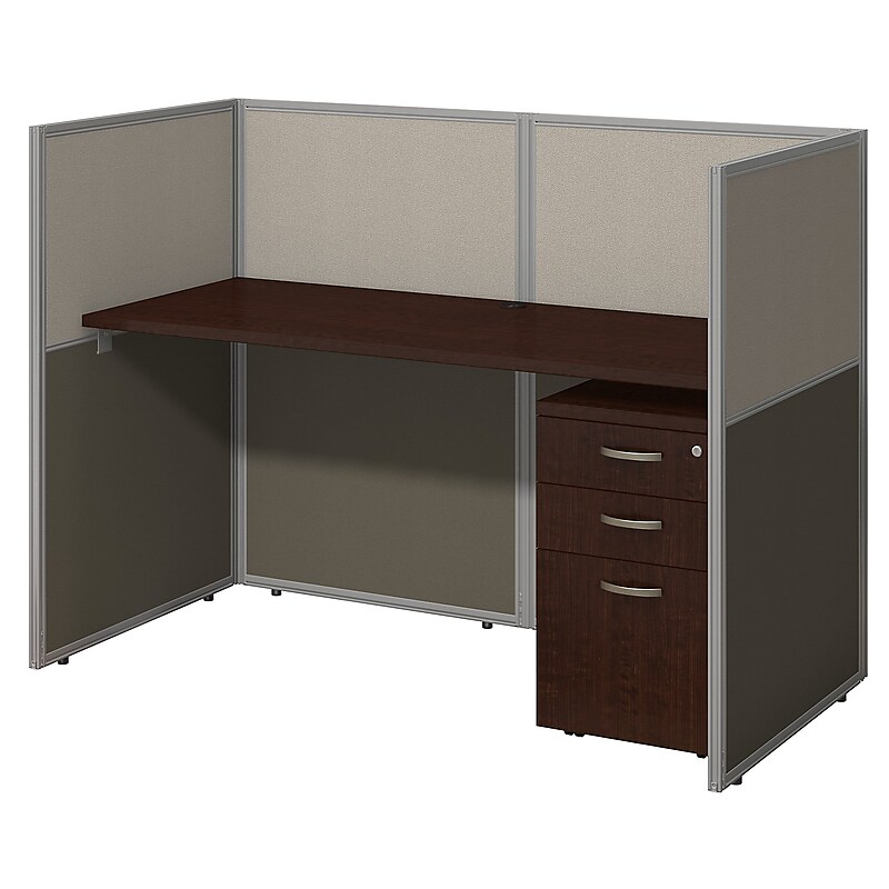 Bush Business Furniture Easy Office 45"H x 61"W Cubicle Workstation, Dark Wood (EOD260SMR-03K) image 1