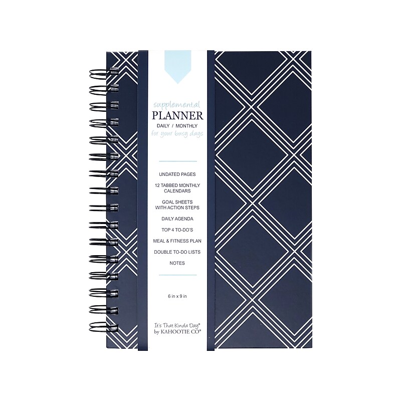 Undated Kahootie Co. 6" x 9" Planner, It's That Kinda Day, Navy Diamond (ITKDND-H) image 1