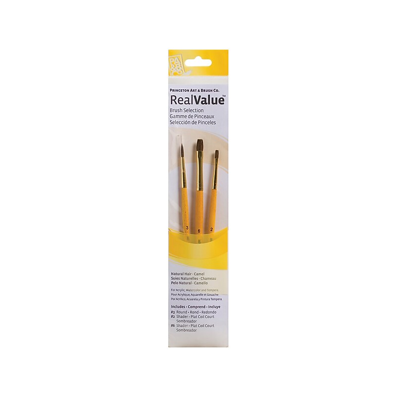 Princeton Art & Brush RealValue Short Handle Assorted Brushes, #2, #3, #6, 3/Set (9101) image 1