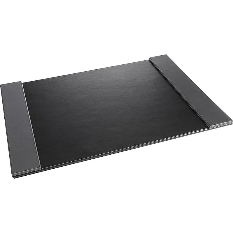 Artistic Monticello Anti-Slip Faux leather Desk Pad with Side Rail, 19" x 24", Black with Gray Accents (5240-BG) image 1