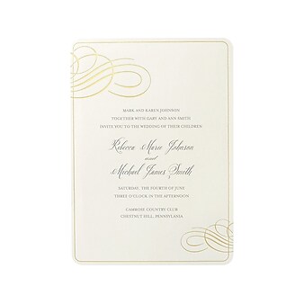 Gartner Studios 5" x 7" Border Invitations, Ivory/Gold, 25/Pack