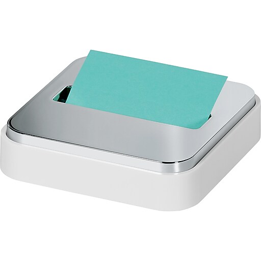 Postit PopUp Dispenser for 3" x 3" Notes, Metallic/White (STL330W