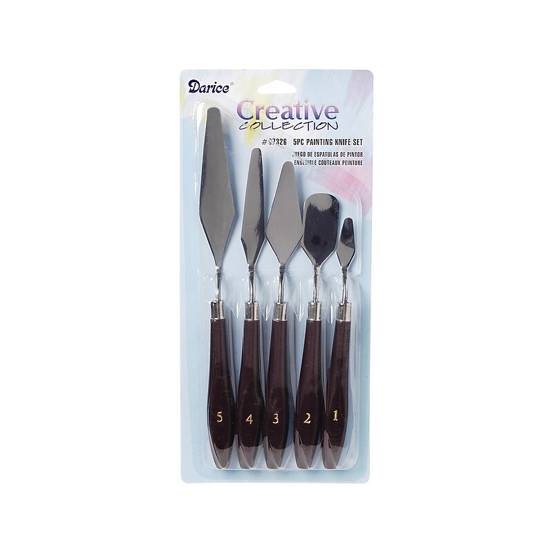 Darice Creative Collection Washable Painting Knives, Silver/Brown, 5/Pack (97326) image 1