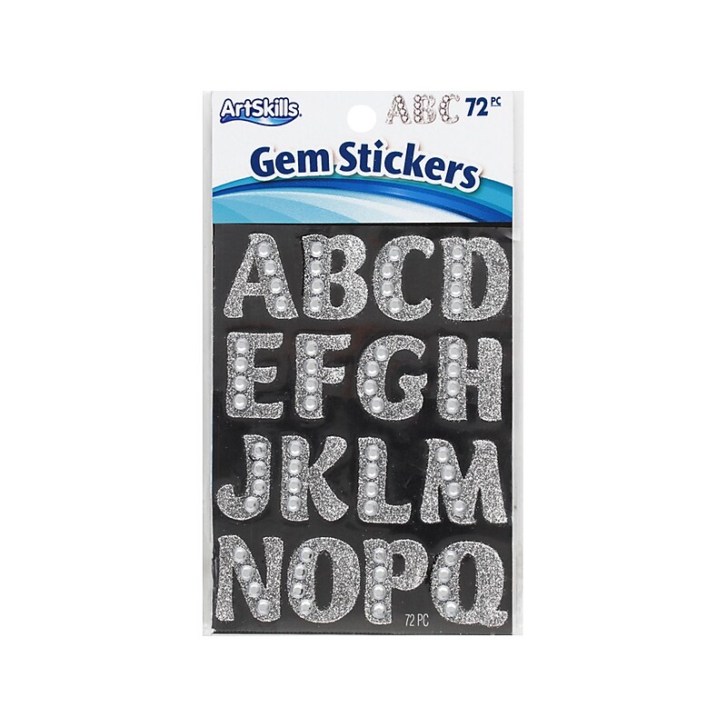 ArtSkills Gem Stickers Multi-Themed Letters, Silver 72/Pack image 1