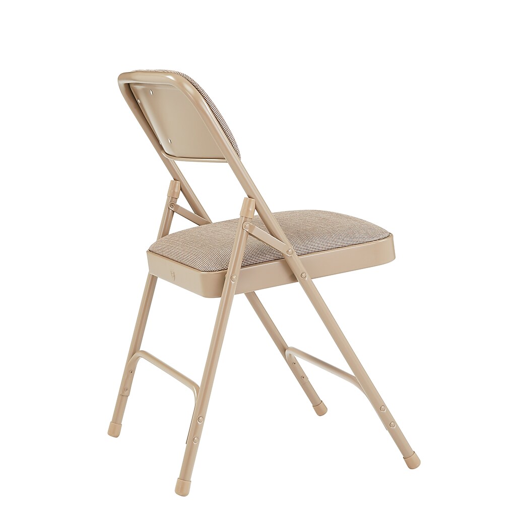 Three-quarter angle showing folding chair with rear opened