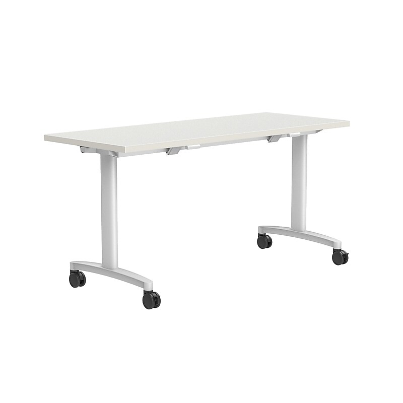 Union & Scale Foldable Rectangular Training Room Table with Wheels, 24" x 29.5", White (UN56115) image 1