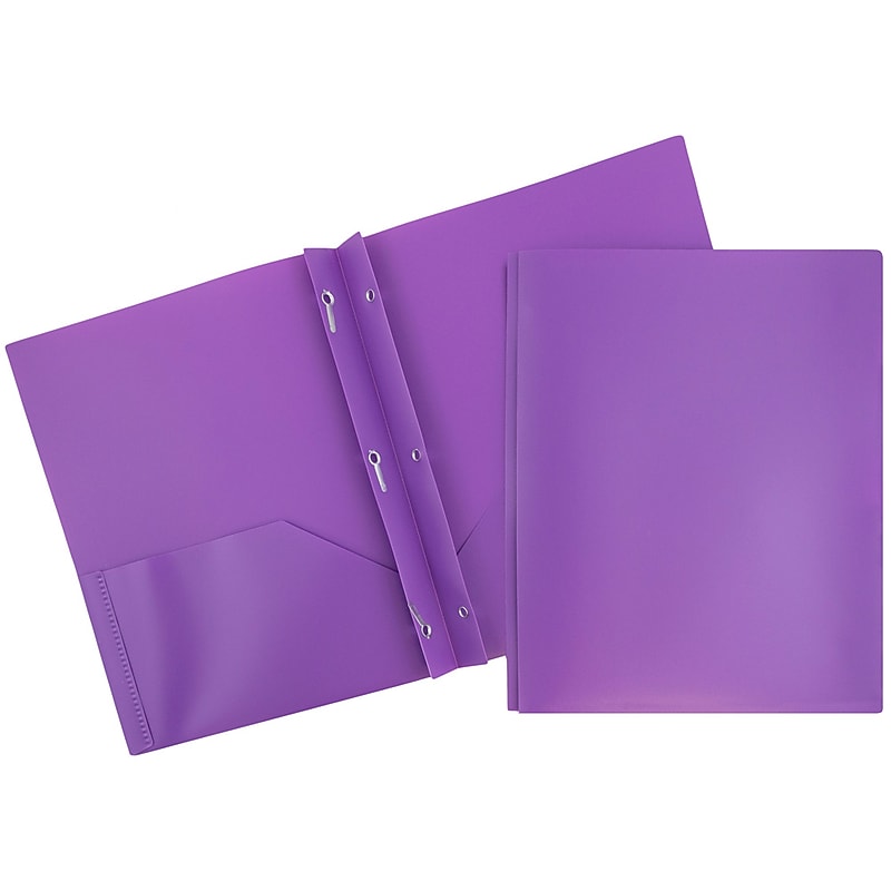 JAM Paper POP 2-Pocket Plastic Folders with Metal Prong Fastener, Purple, 96/Pack (382ECpuu) image 1