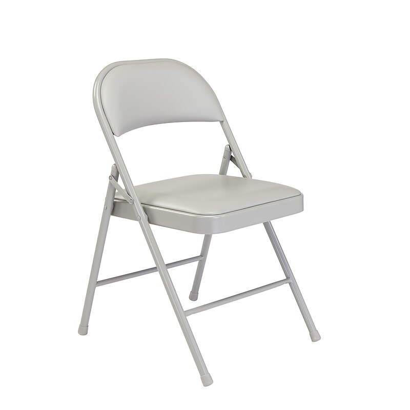NPS Commercialine 950 Series Vinyl Upholstered Folding Chair, Gray, 4/Pack (952/4) image 1