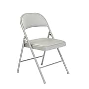 NPS Commercialine 950 Series Vinyl Upholstered Commercialine Folding Chairs, Gray/Gray, 4 Pack (952/4)