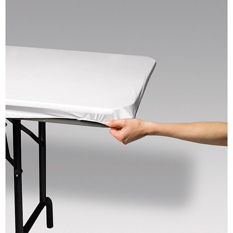 Creative Converting Stay Put Tablecovers White, 29" x 72", 3/Pack (37400) image 1